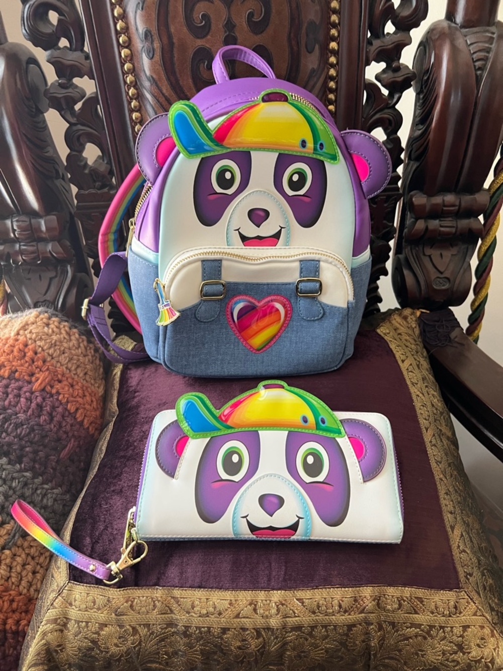 Lisa Frank Purple Panda Rainbow Hat Mini Backpack - Picture 11 of 12